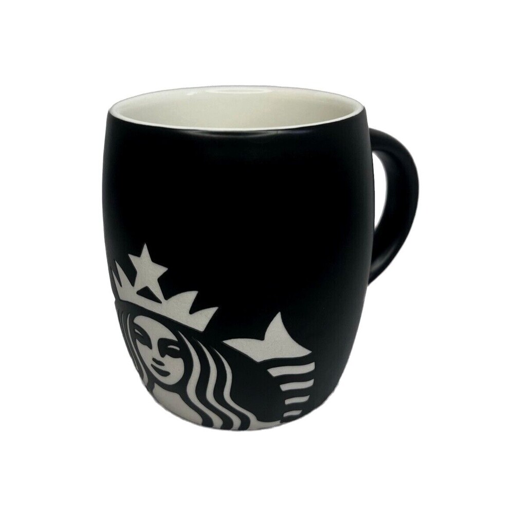 Starbucks Coffee Mug Etched Embossed Mermaid Siren Barrel Mug Cup Black 2011